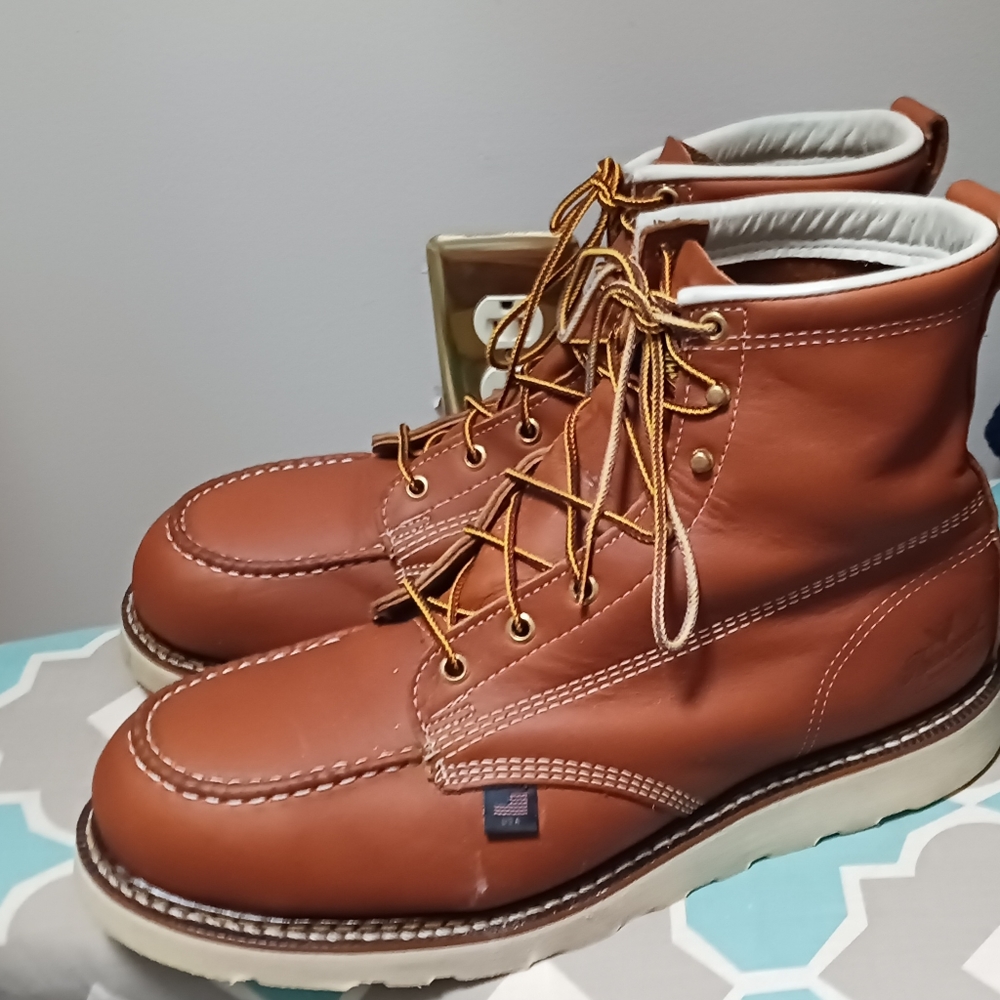 Thorogood American Heritage Tobacco Safety Toe Moc Wedge Boots